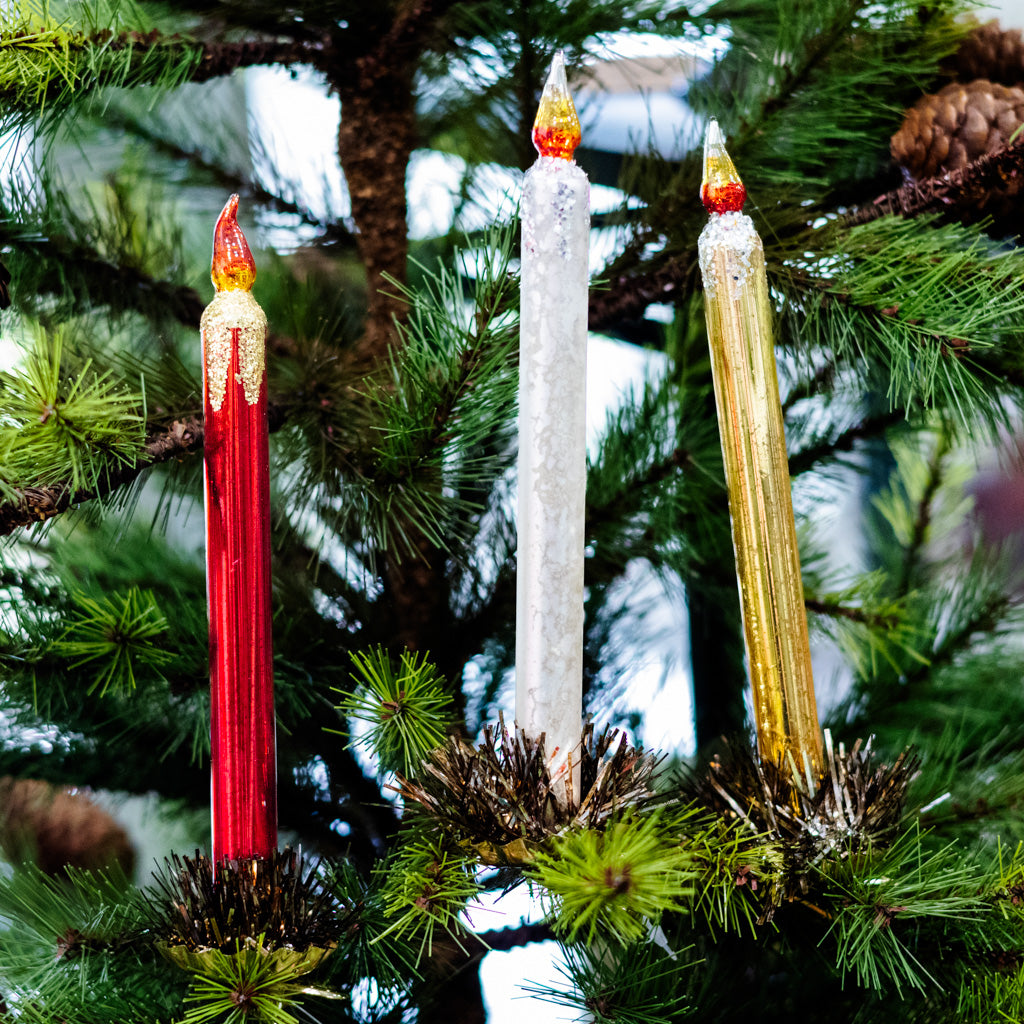 Red Mercury Glass Candle Ornament