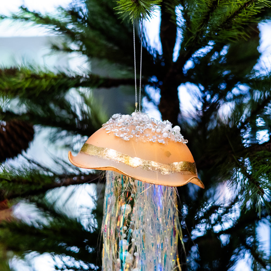 Gold Glass Jelly Fish Ornament