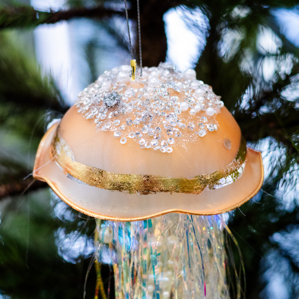 Gold Glass Jelly Fish Ornament