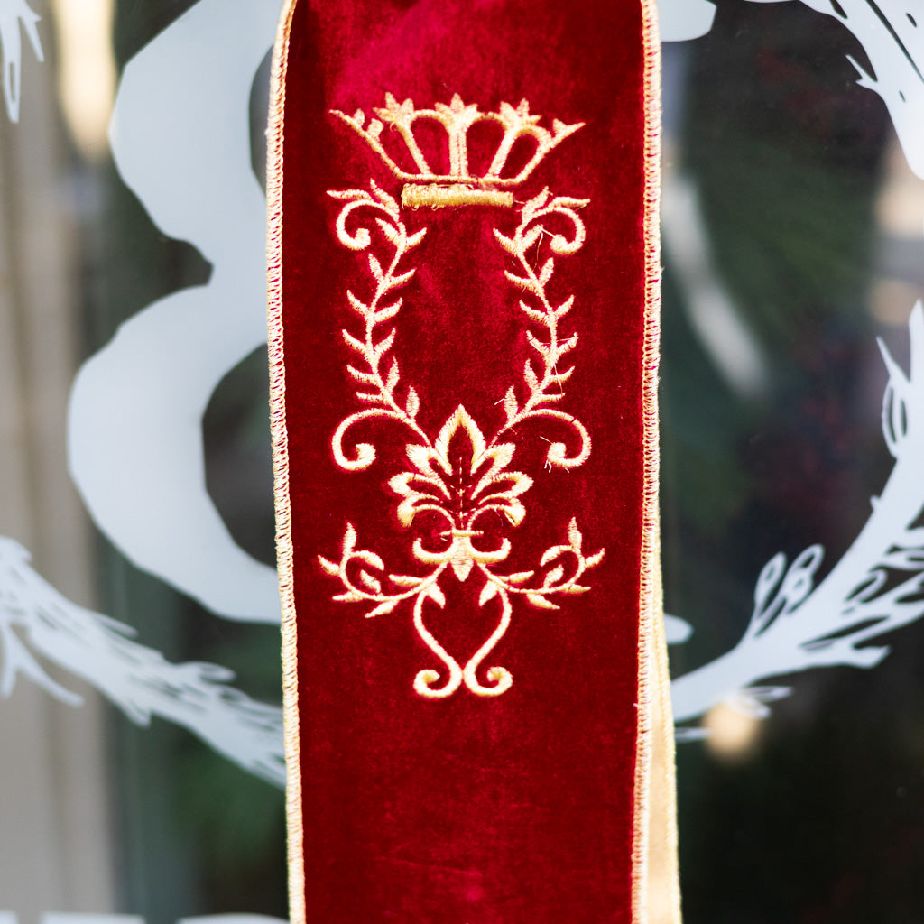 Sash Velvet Majestic Scroll Embroidery