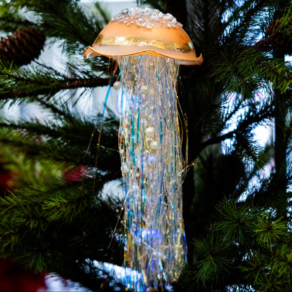Gold Glass Jelly Fish Ornament