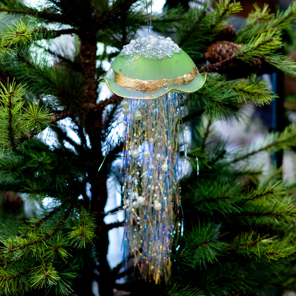 Lime Green Glass Jelly Fish Ornament