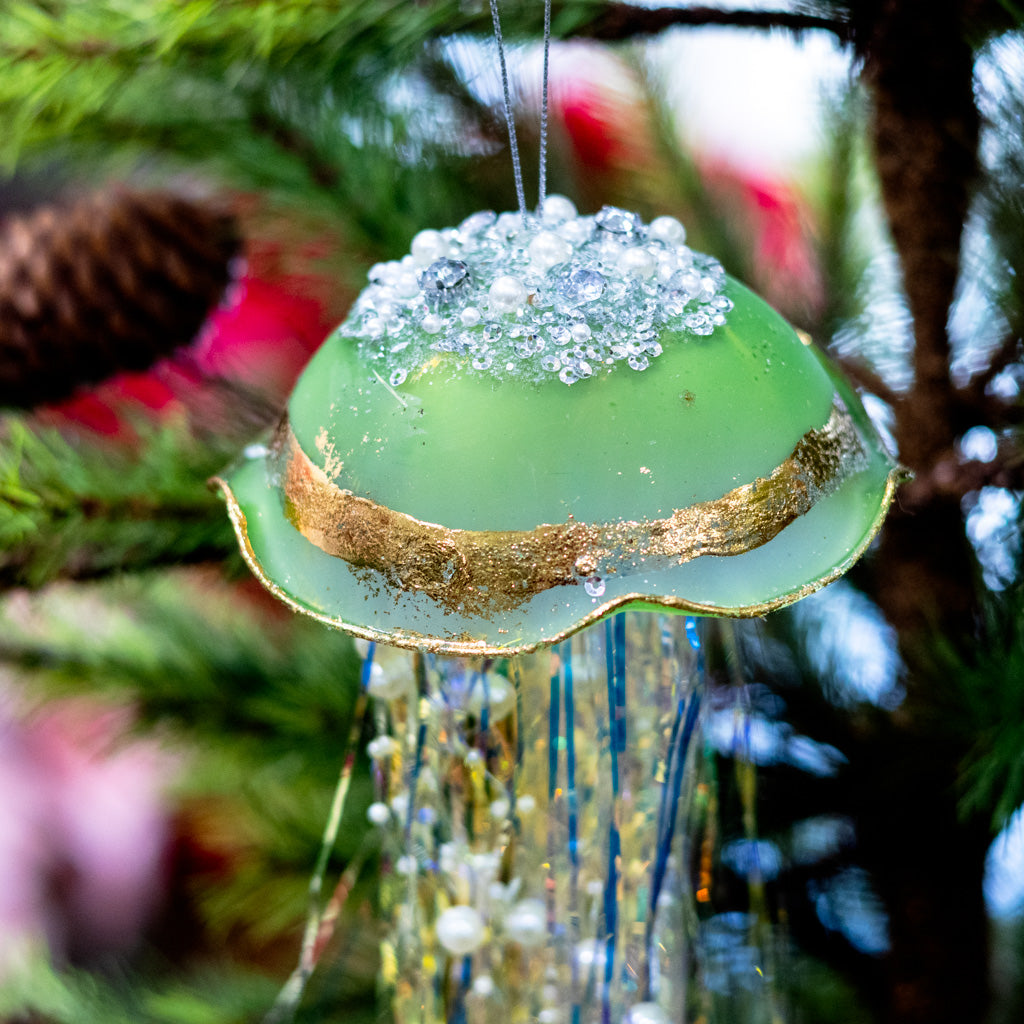 Lime Green Glass Jelly Fish Ornament
