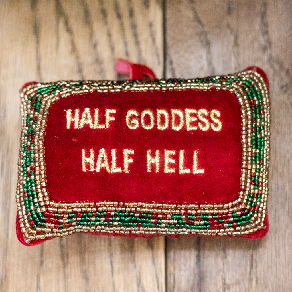 Cotton Velvet Pillow "Half Goodness Half"