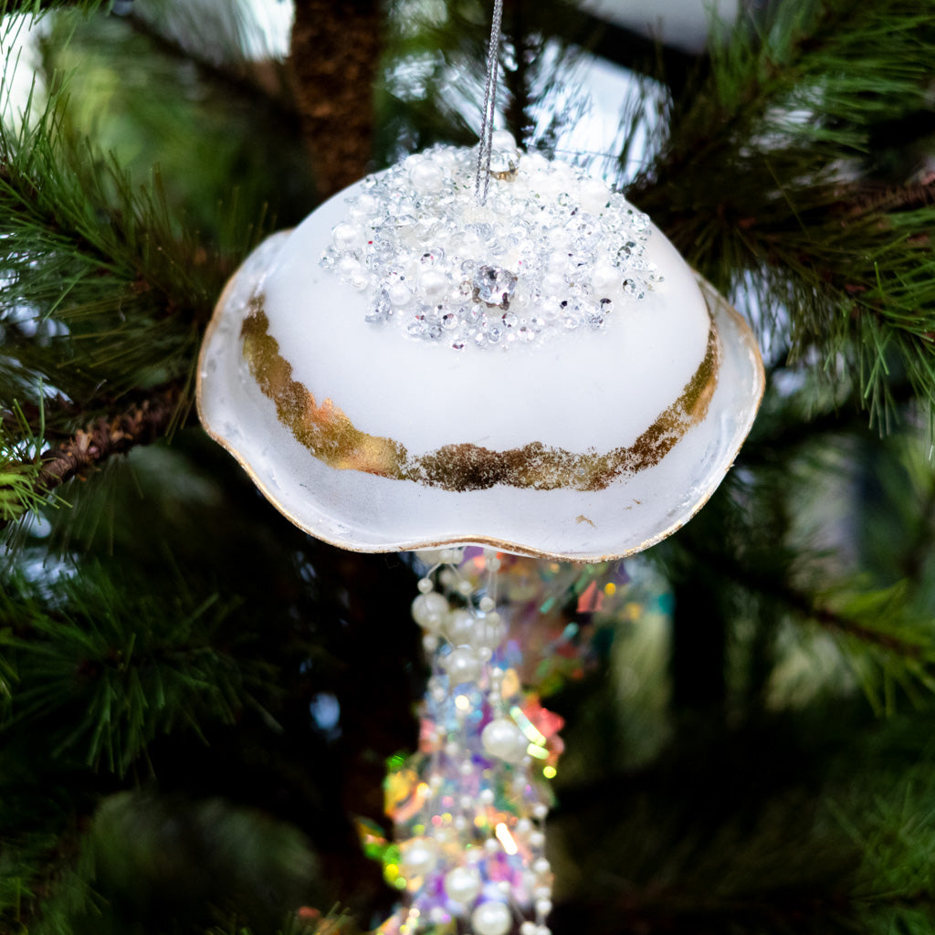 White Glass Jelly Fish Ornament