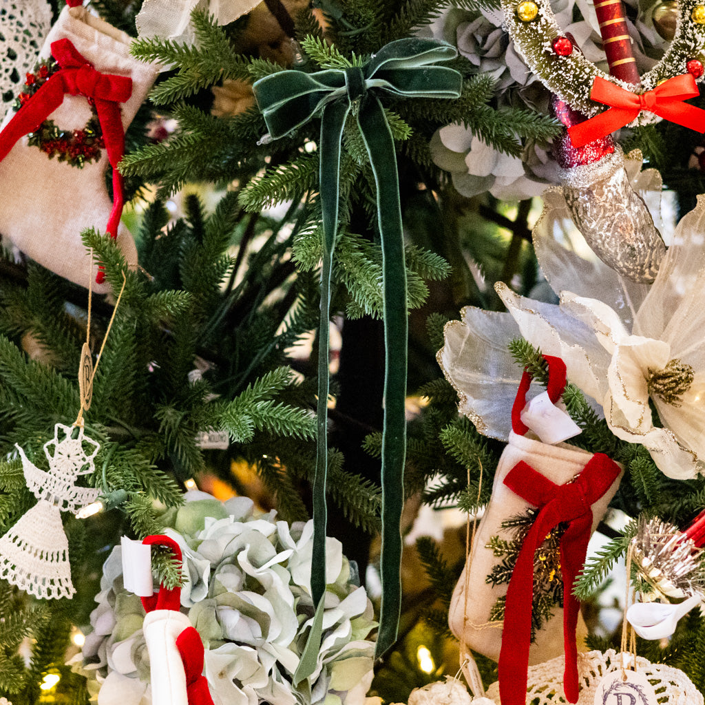 Green Velvet Bow Ornament