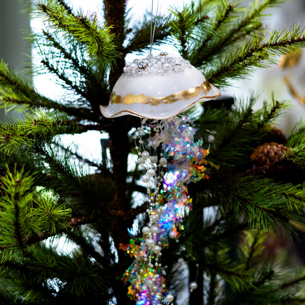 White Glass Jelly Fish Ornament