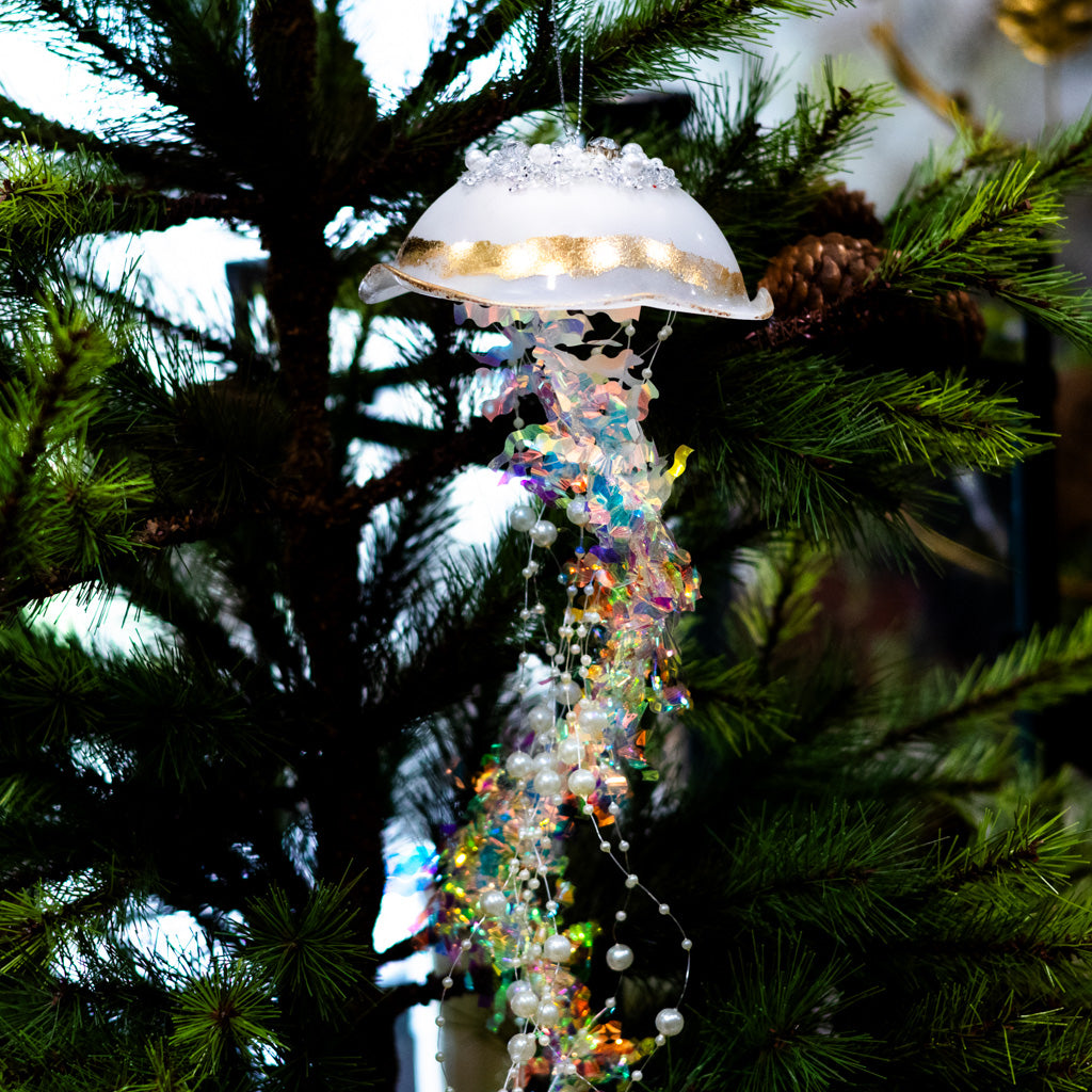 White Glass Jelly Fish Ornament
