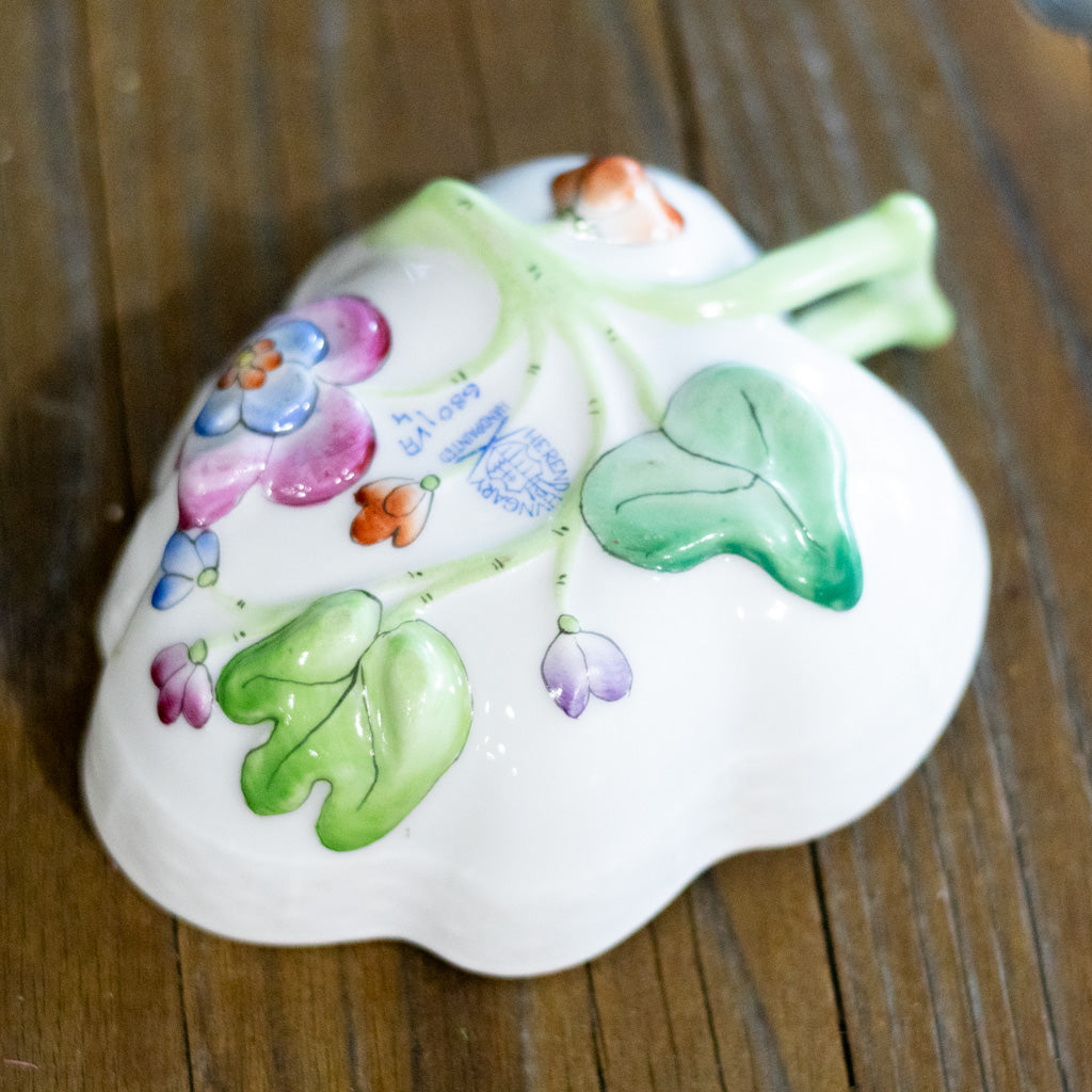 Herend Butterfly Leaf and Flowers Hand Painted Dish