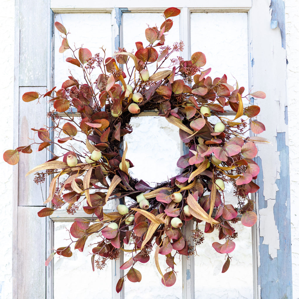 Wine Eucalyptus and Pod Wreath 24" D