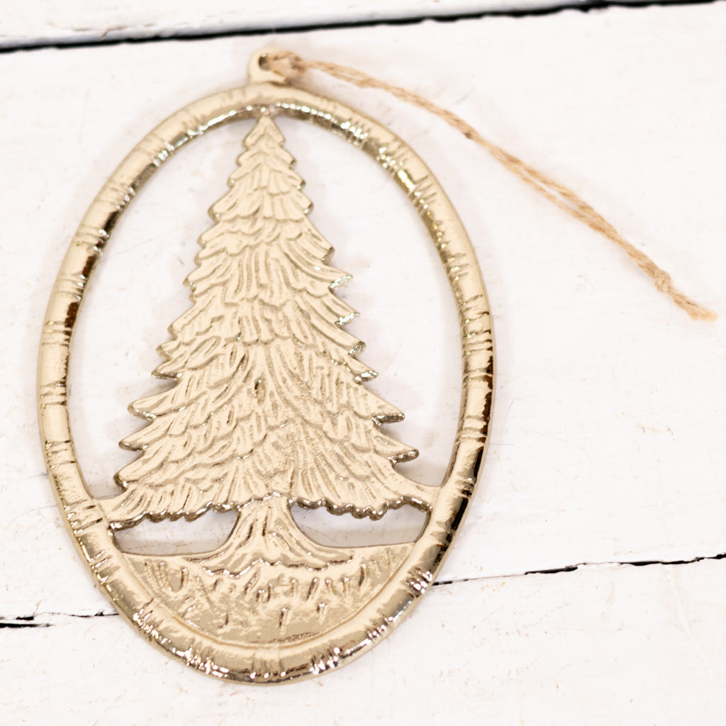 Oval Gold Tree Ornament Aluminum