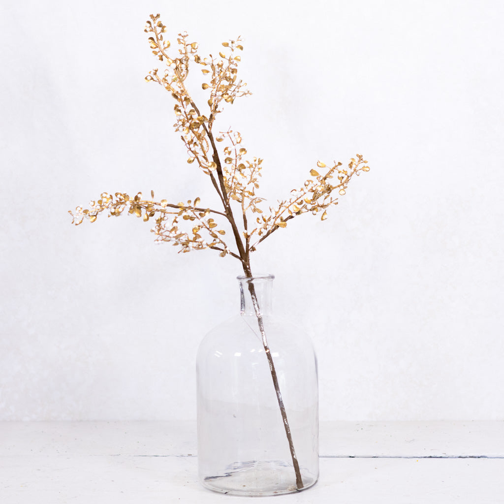 Mini Pearl Berries Spray with Gold Receptacles