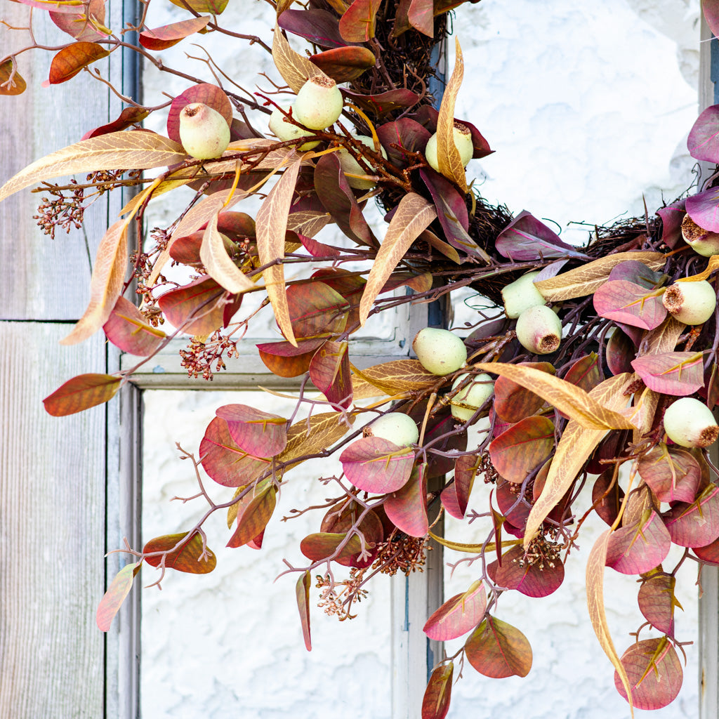 Wine Eucalyptus and Pod Wreath 24" D