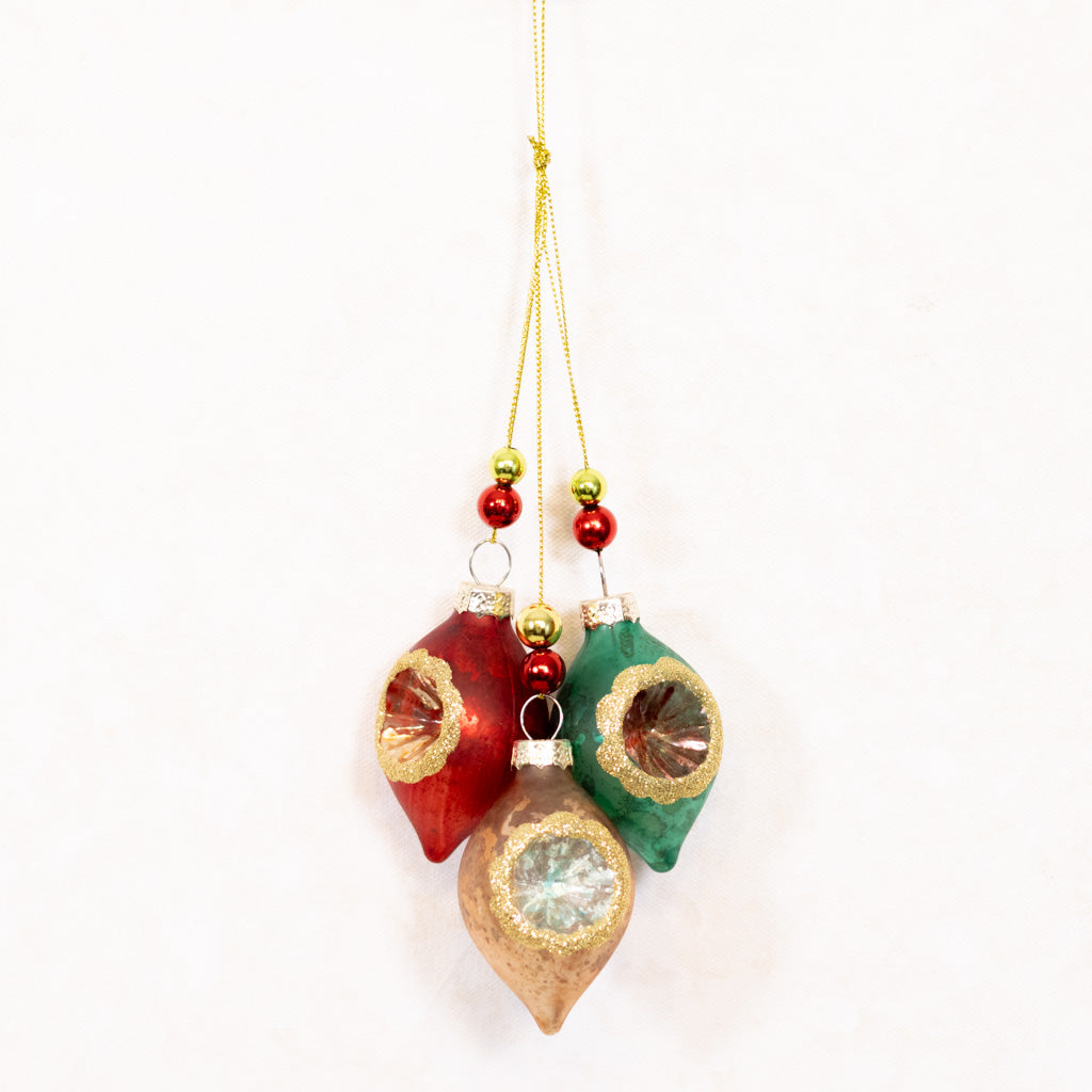 Glass Triple Ball Reflector Ornament