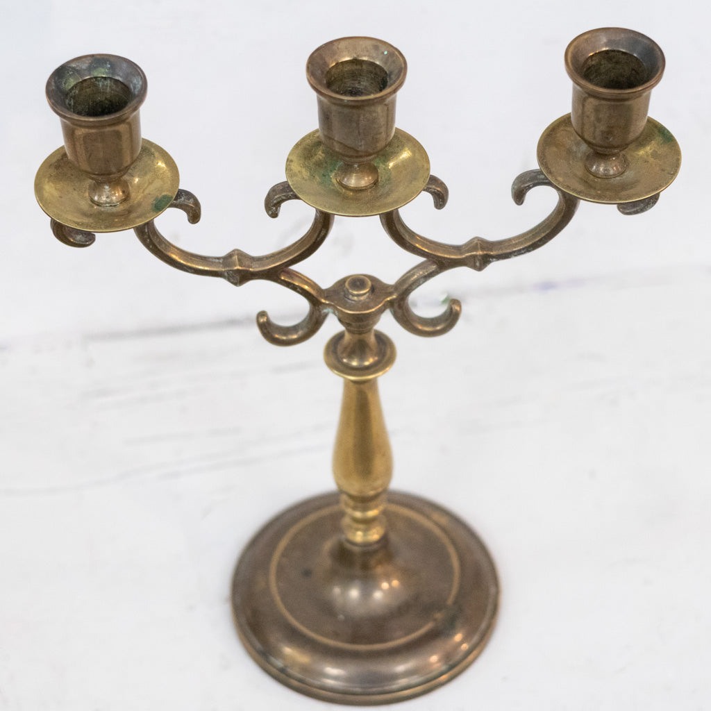 Triple Brass Candleholder