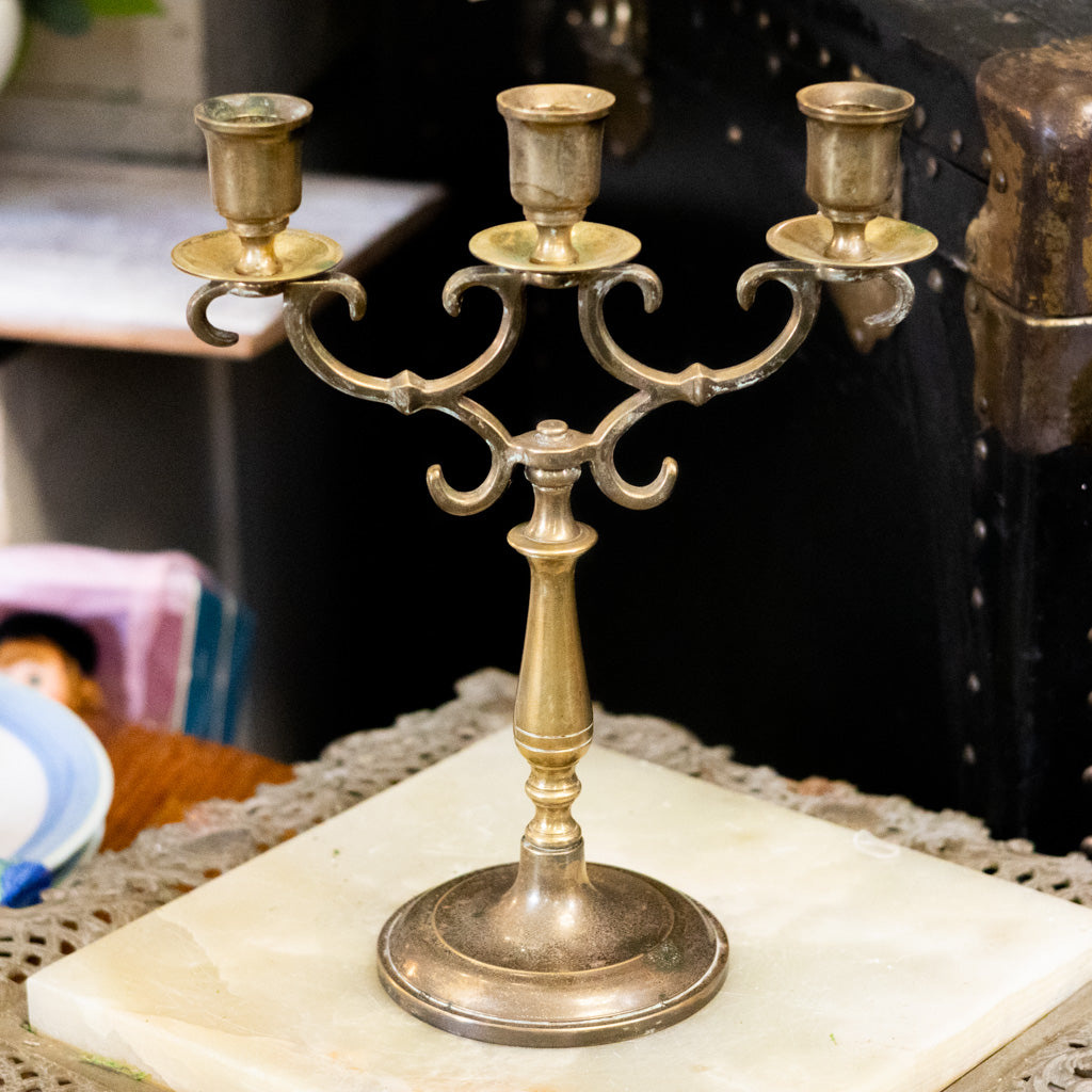 Triple Brass Candleholder