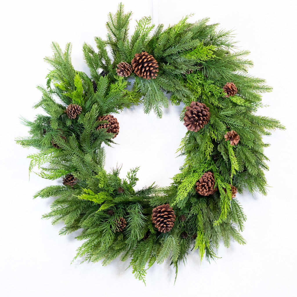 30" Natural Touch Mix Evergreen Wreath