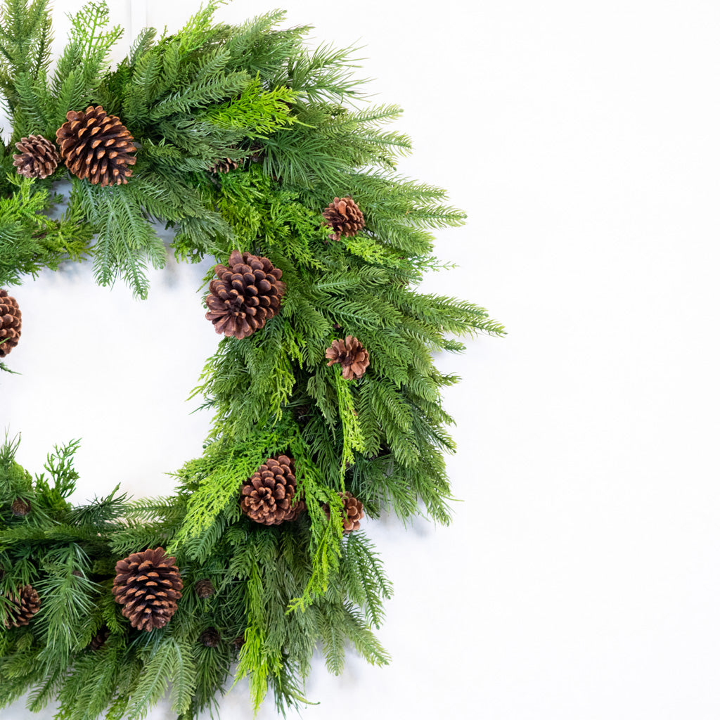 30" Natural Touch Mix Evergreen Wreath