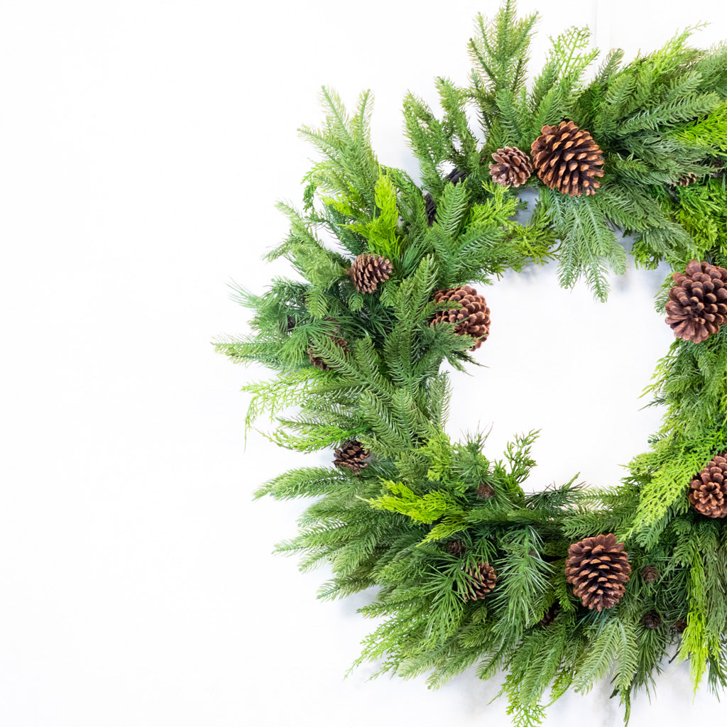 30" Natural Touch Mix Evergreen Wreath