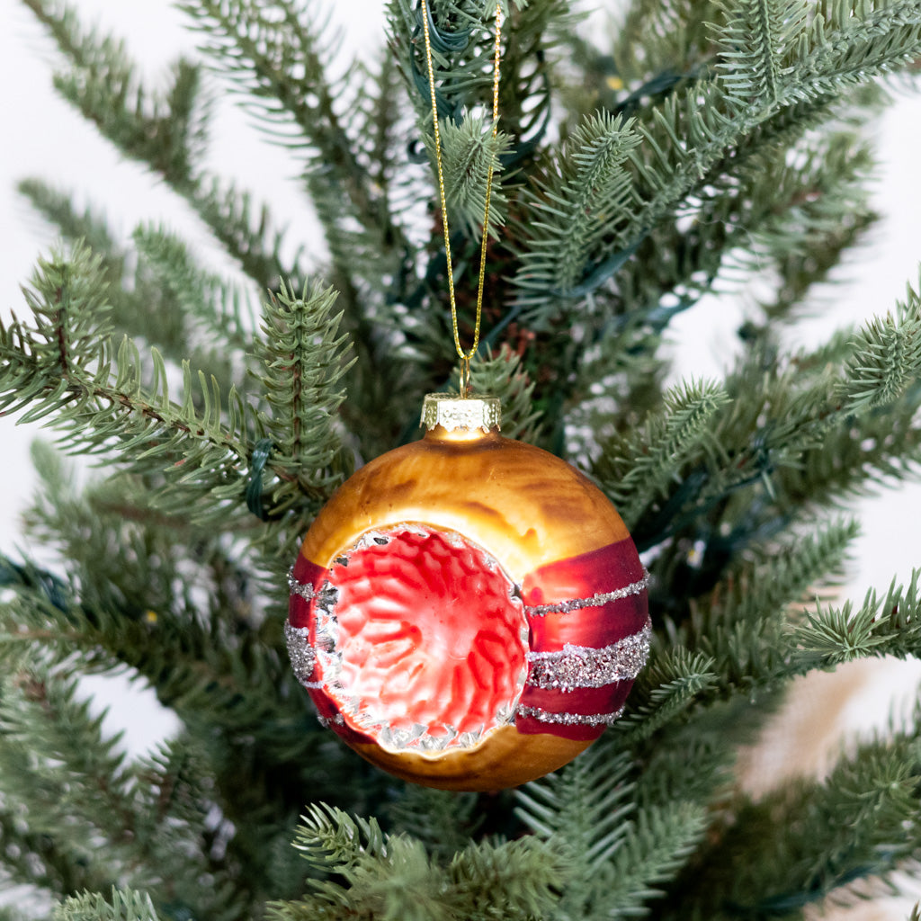 Glass Reflector Gold Red Ornament