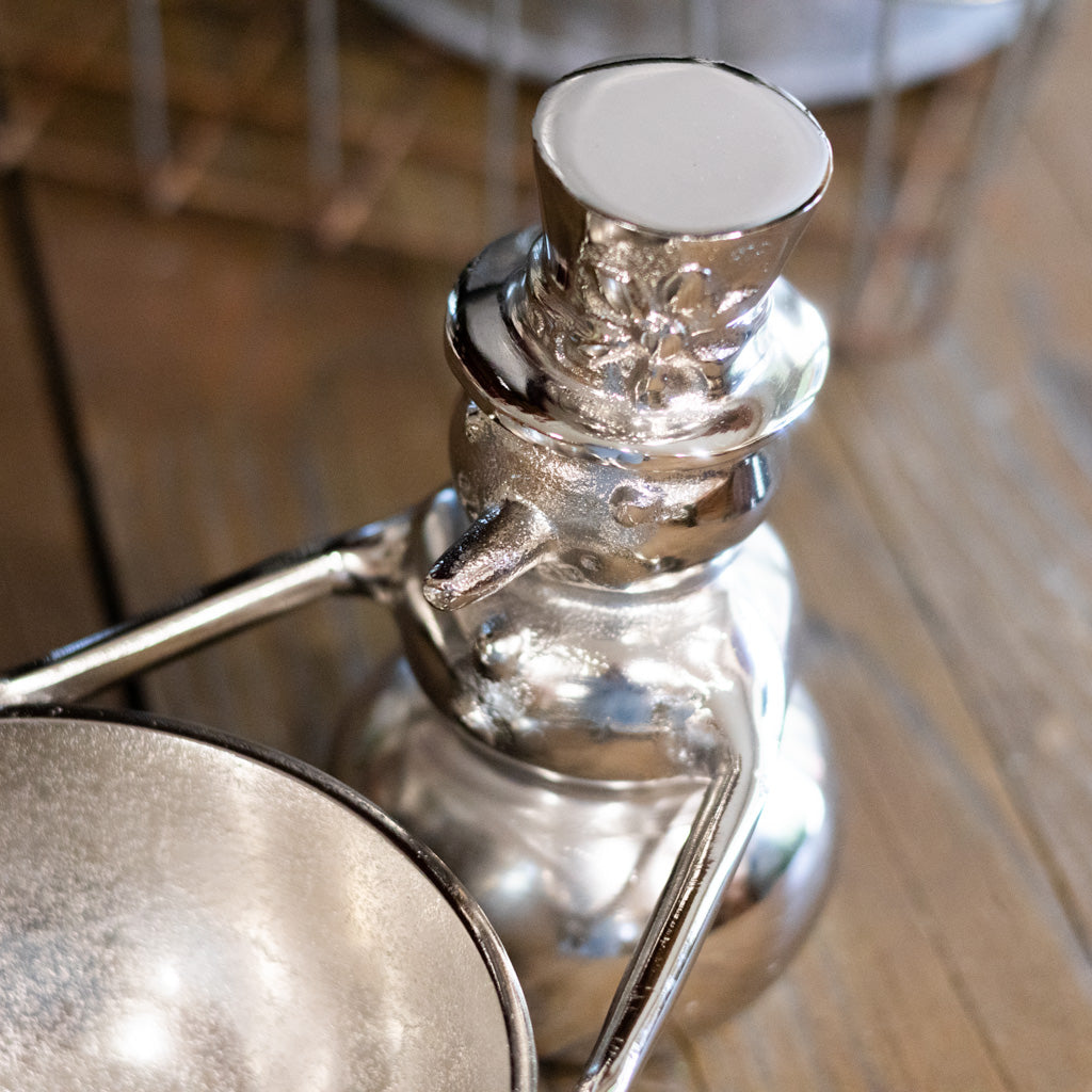 Aluminum Snowman Holding Bowl