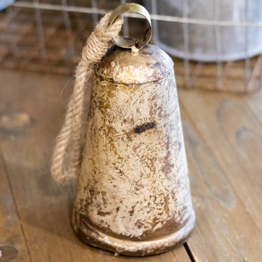 Burnt Iron Antique Bell with Rope