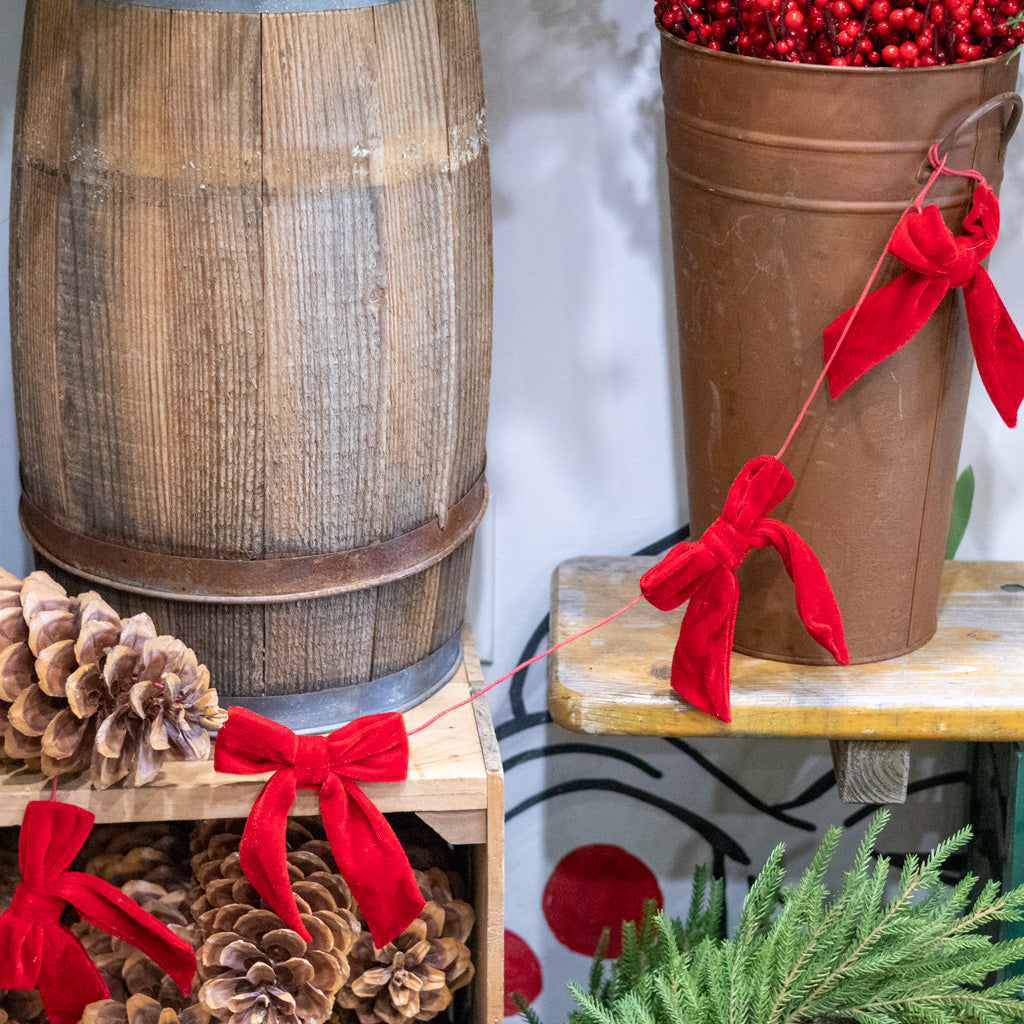 5ft. Red Velvet Bow Garland