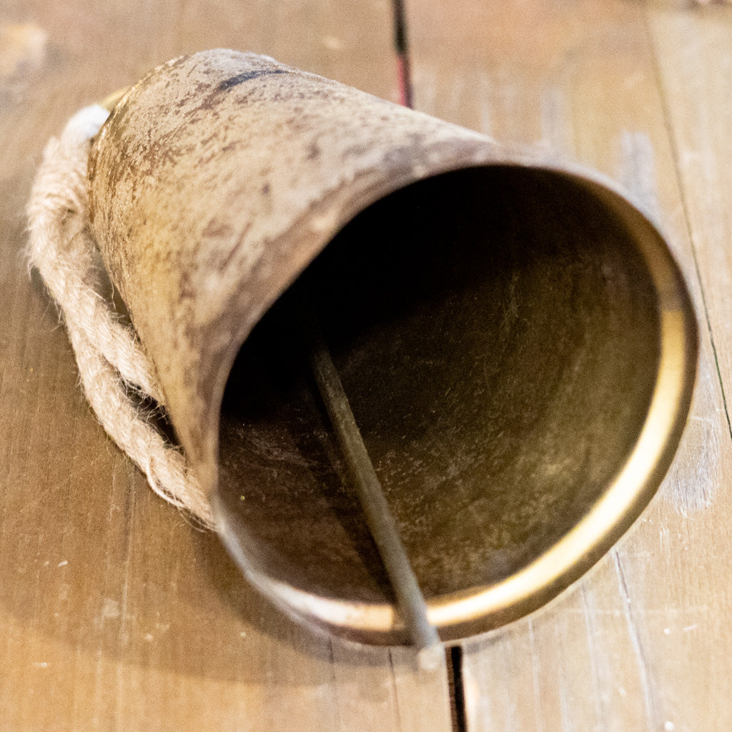 Burnt Iron Antique Bell with Rope