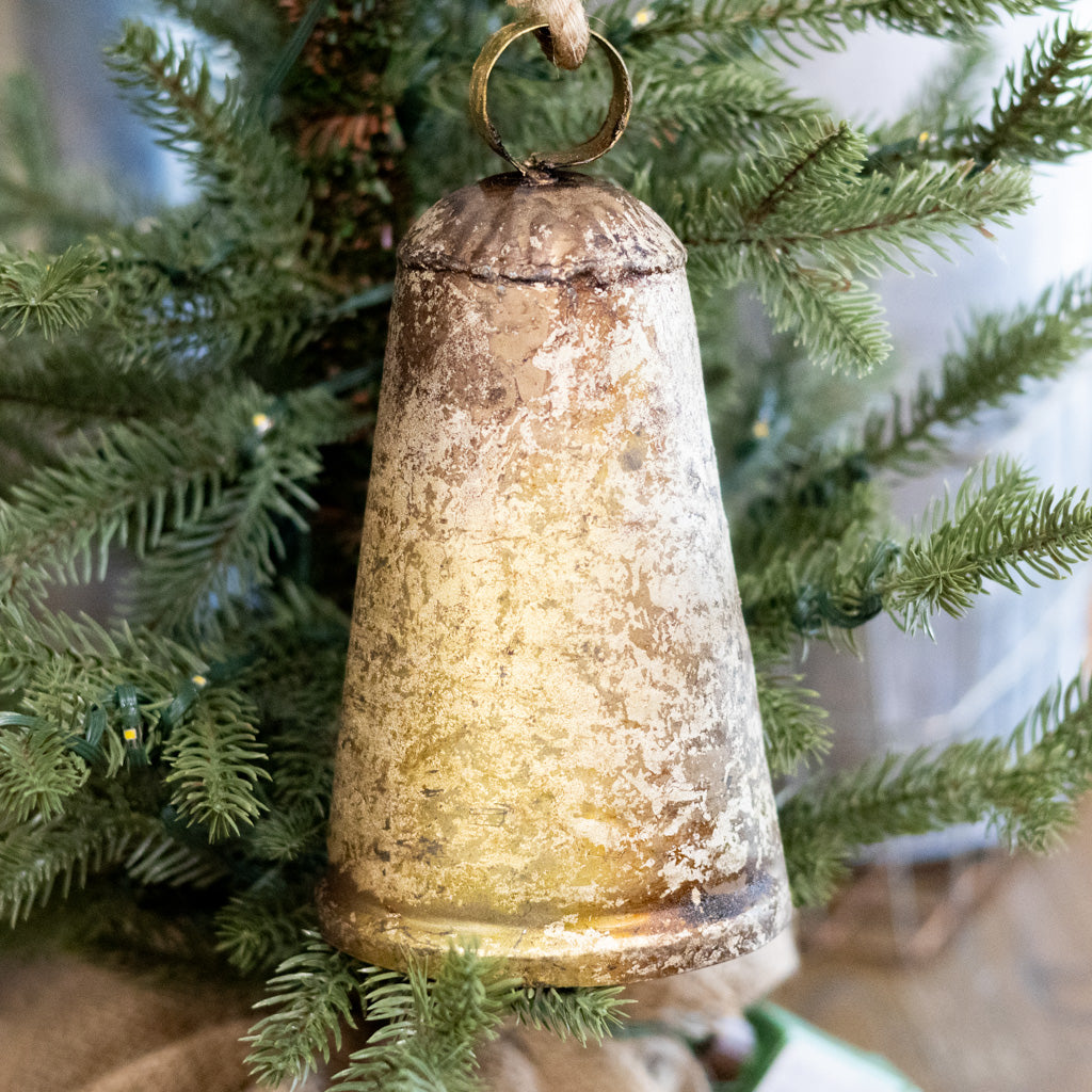 Burnt Iron Antique Bell with Rope