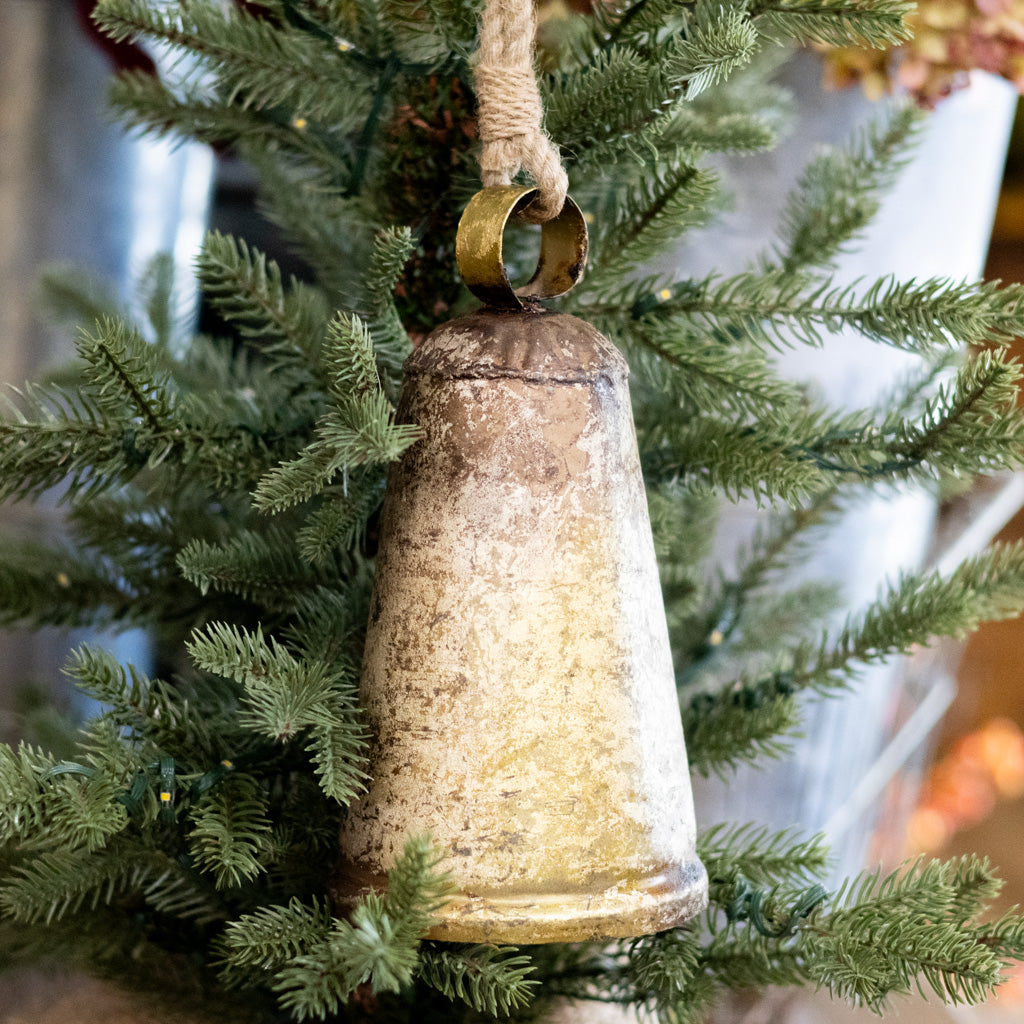 Burnt Iron Antique Bell with Rope