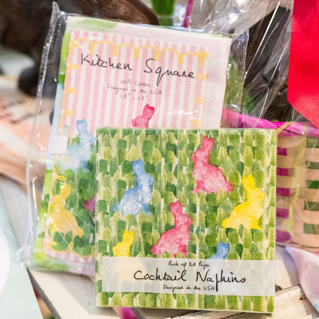 Paper Cocktail Napkins Colorful Bunnies