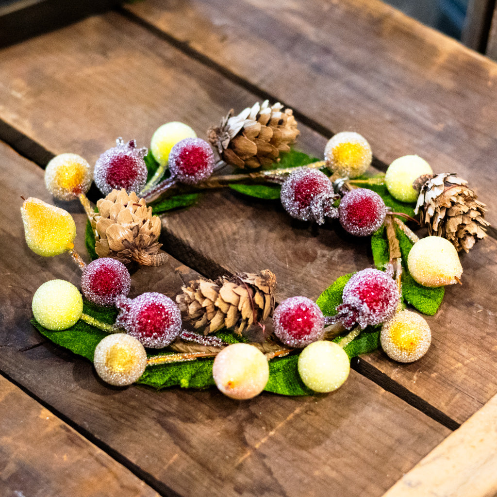 Mini Della Robbia Fruit Pine Candle Ring