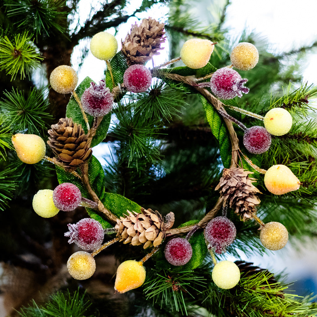 Mini Della Robbia Fruit Pine Candle Ring