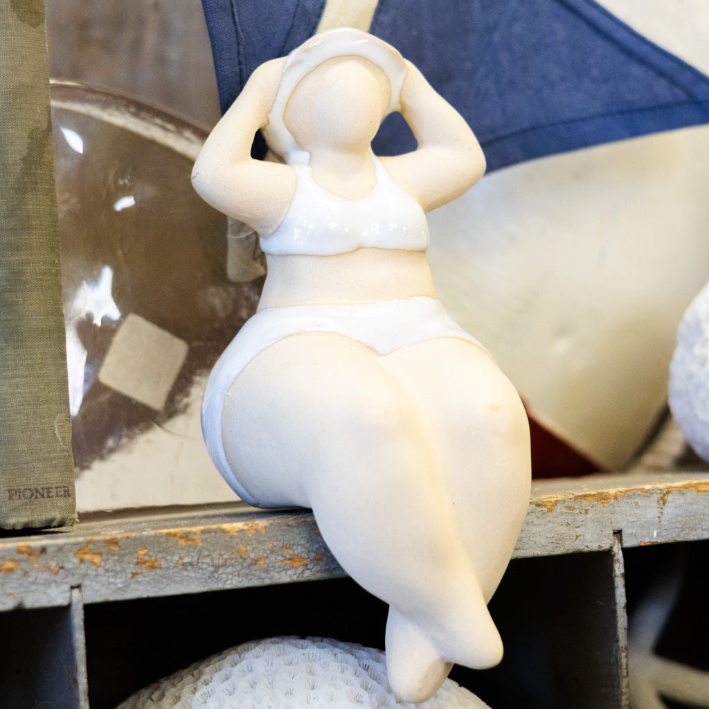 Sitting Sunbathing Lady Ceramic
