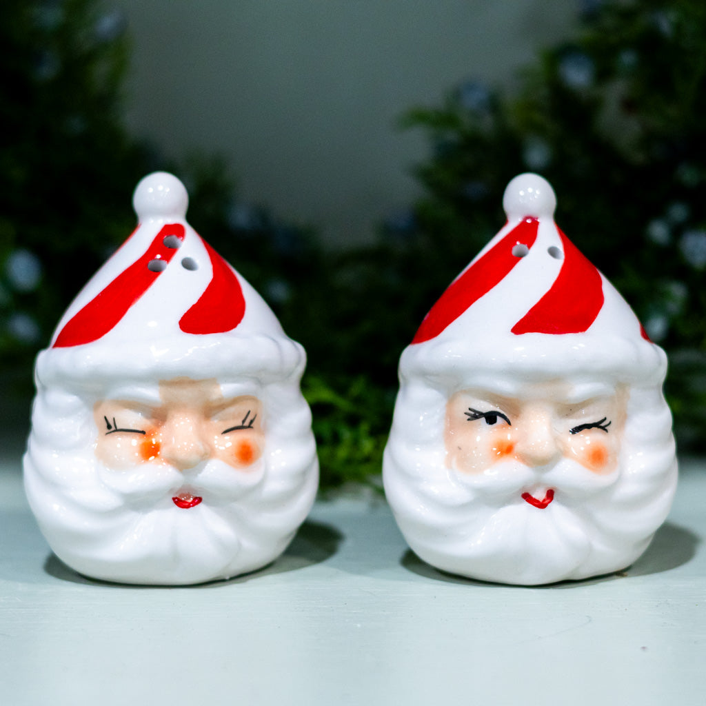 Set of Two Ceramic Santa Salt and Pepper Set