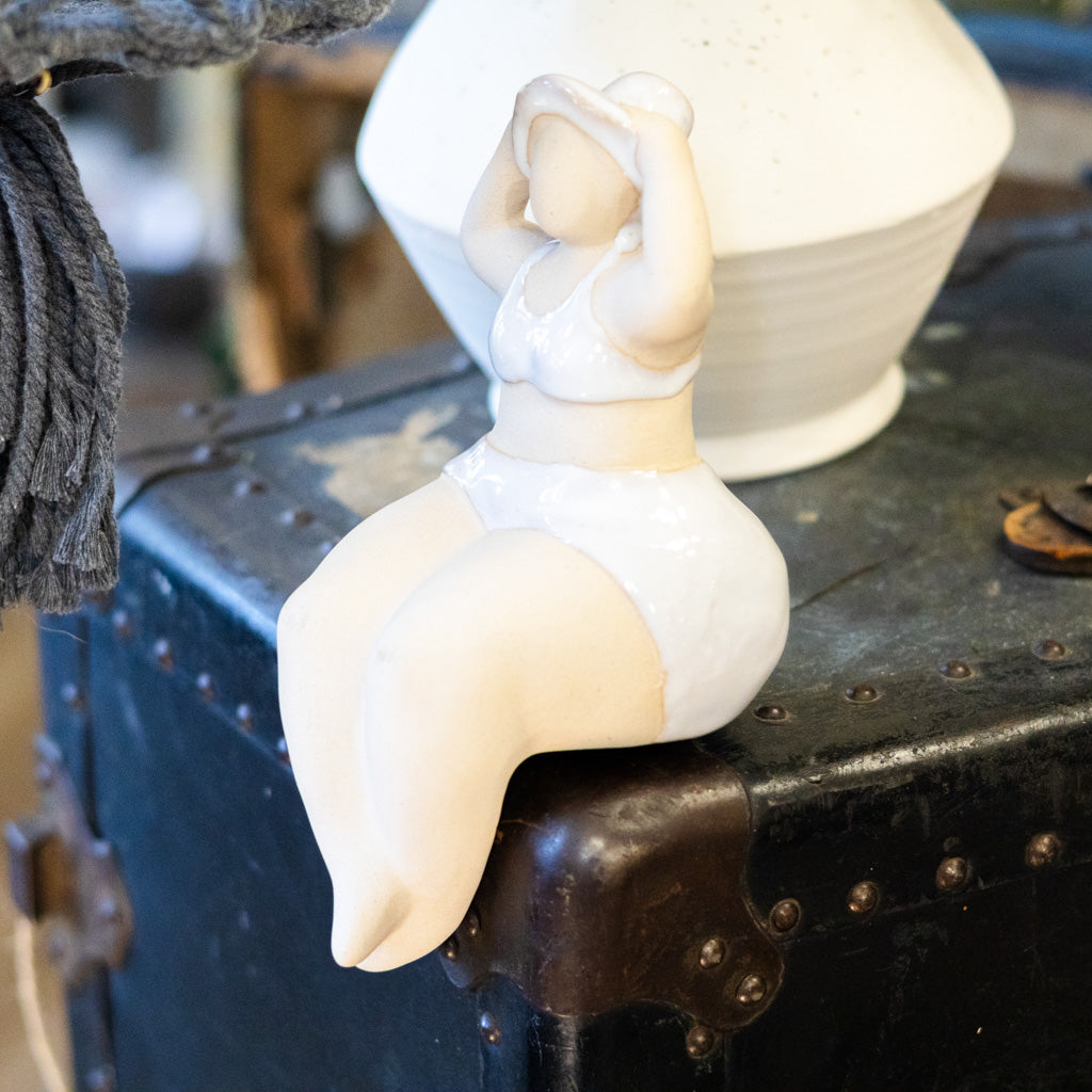 Sitting Sunbathing Lady Ceramic