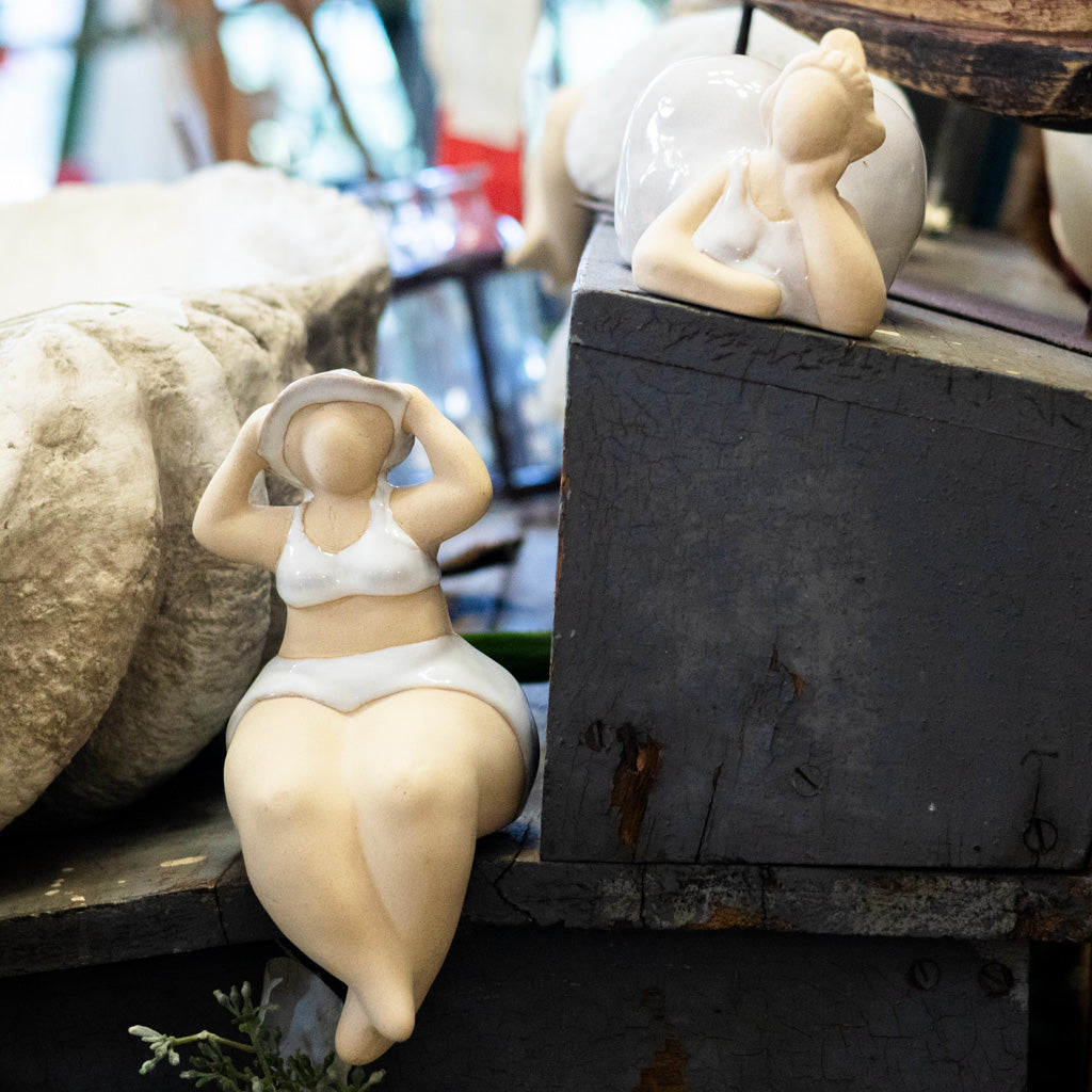 Sitting Sunbathing Lady Ceramic