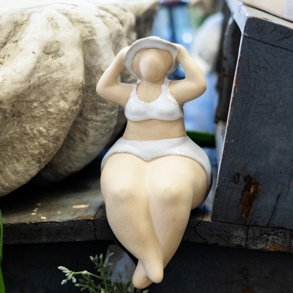 Sitting Sunbathing Lady Ceramic
