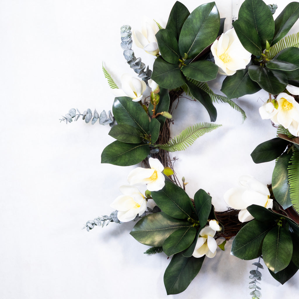White Saucer Magnolia Wreath