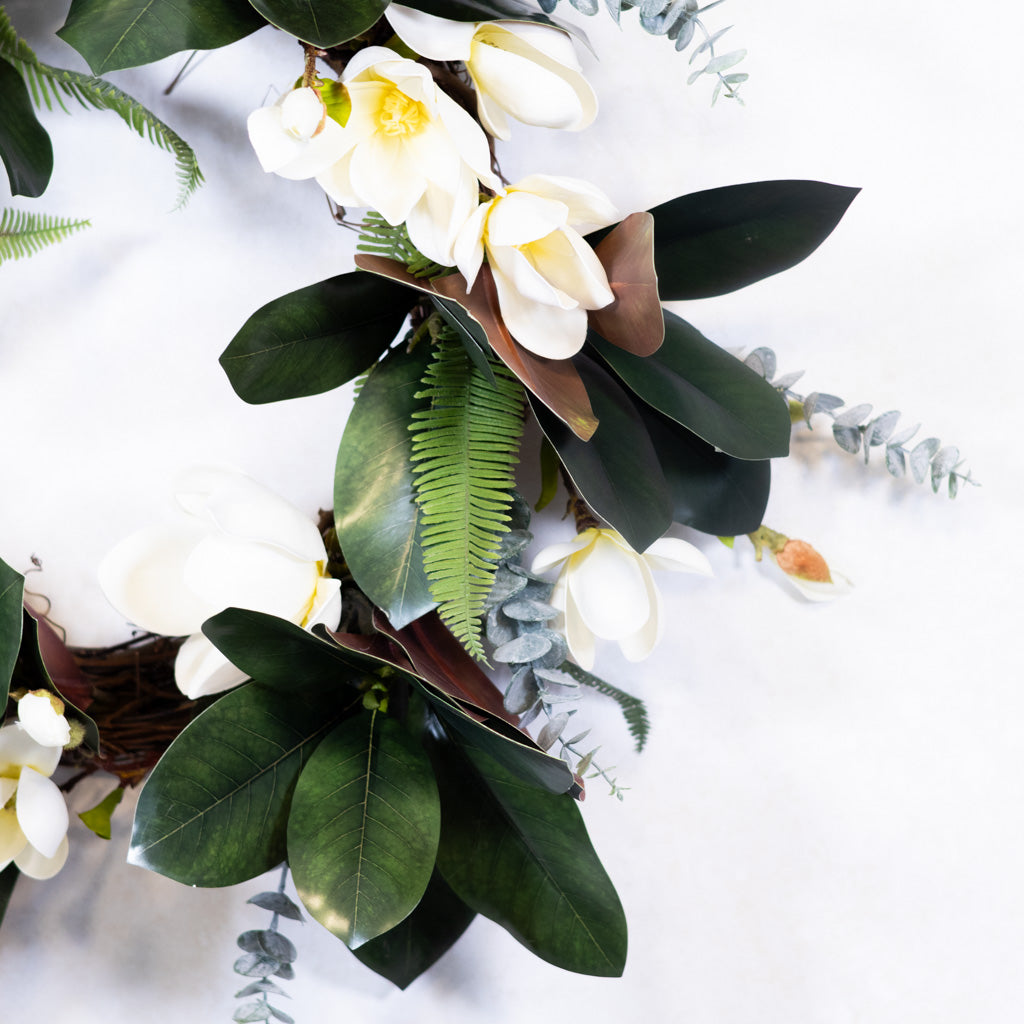 White Saucer Magnolia Wreath