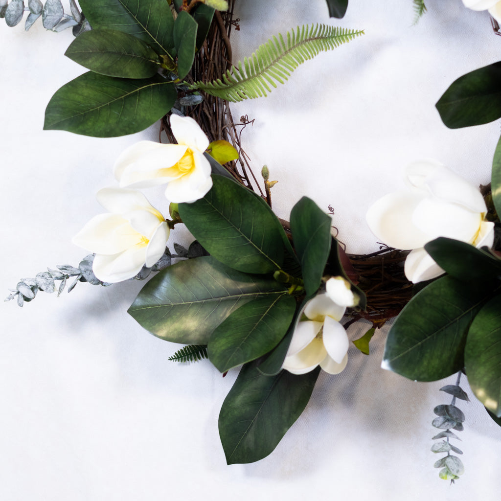 White Saucer Magnolia Wreath