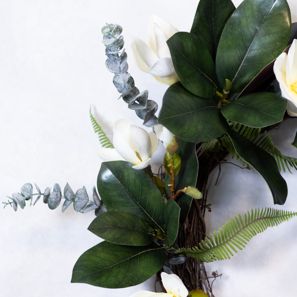 White Saucer Magnolia Wreath