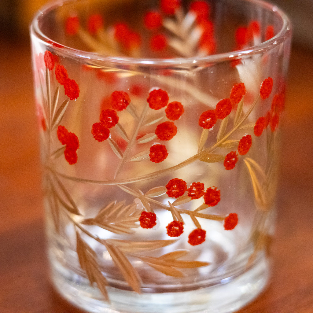 Hand-Painted Etched Glass Votive Holder