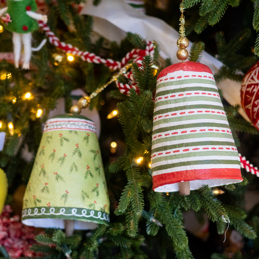 Pattern Lines Paper Mache Bell