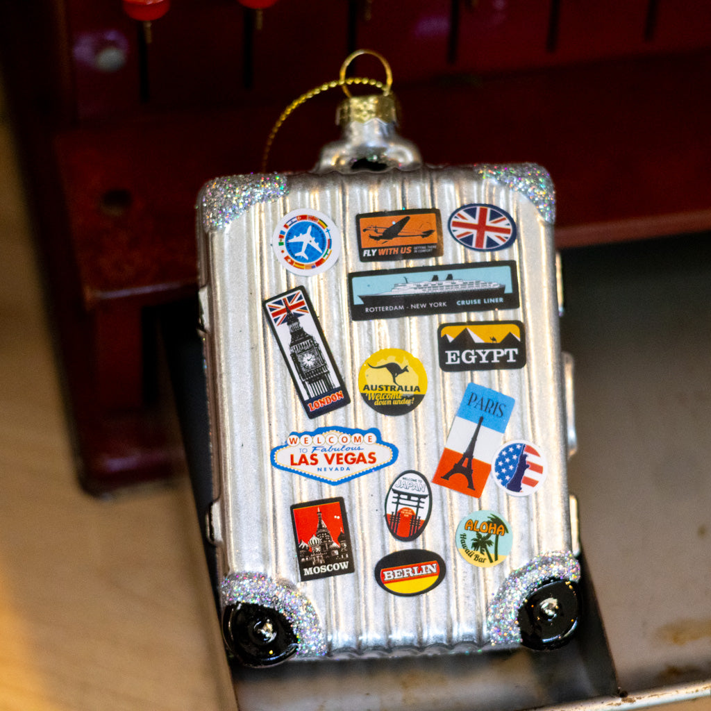Jetsetter Suitcase Glass Ornament