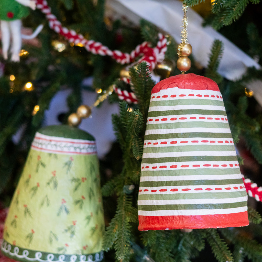 Pattern Lines Paper Mache Bell
