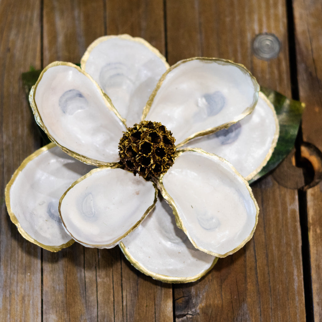 White Oyster Shell Magnolia Flower in Gift Box White