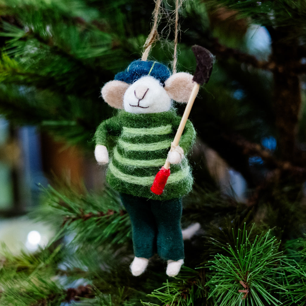 Wool Stripe Sweater Golfer Ornament