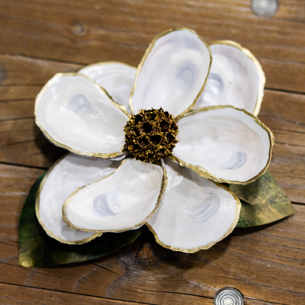 White Oyster Shell Magnolia Flower in Gift Box White