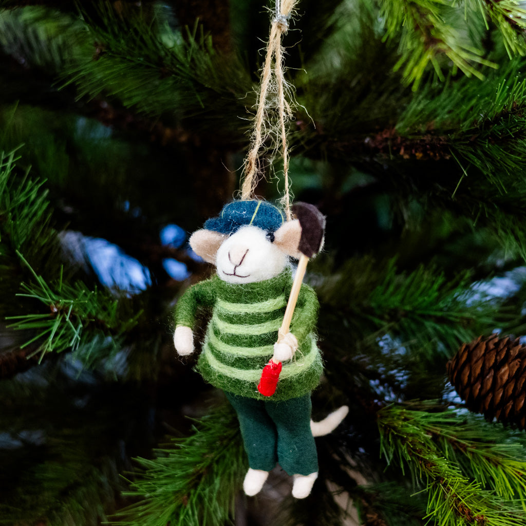 Wool Stripe Sweater Golfer Ornament